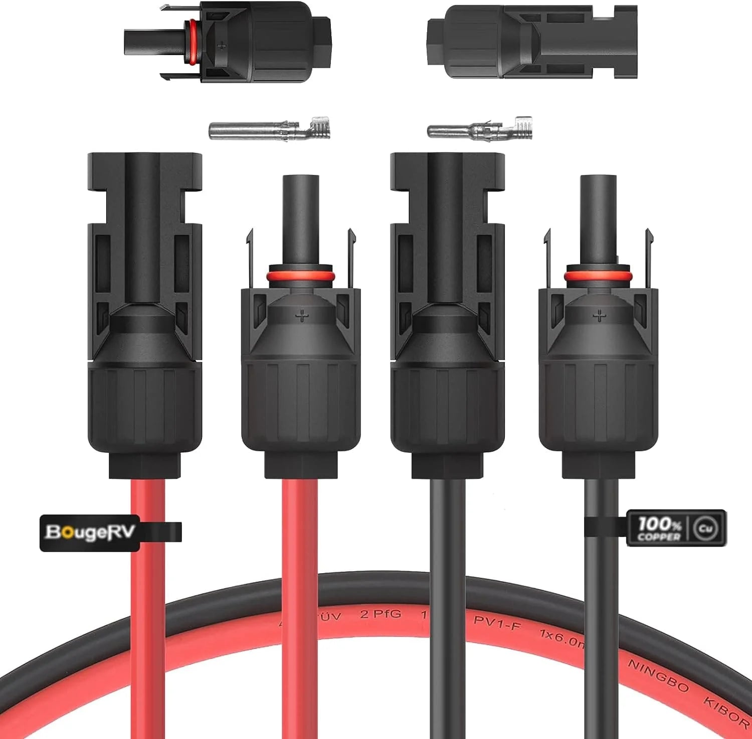 BougeRV 10 AWG Solar Extension Cable with MC4 Connectors - Waterproof & Durable for RV, Boat, Off-Grid Solar Panel Systems