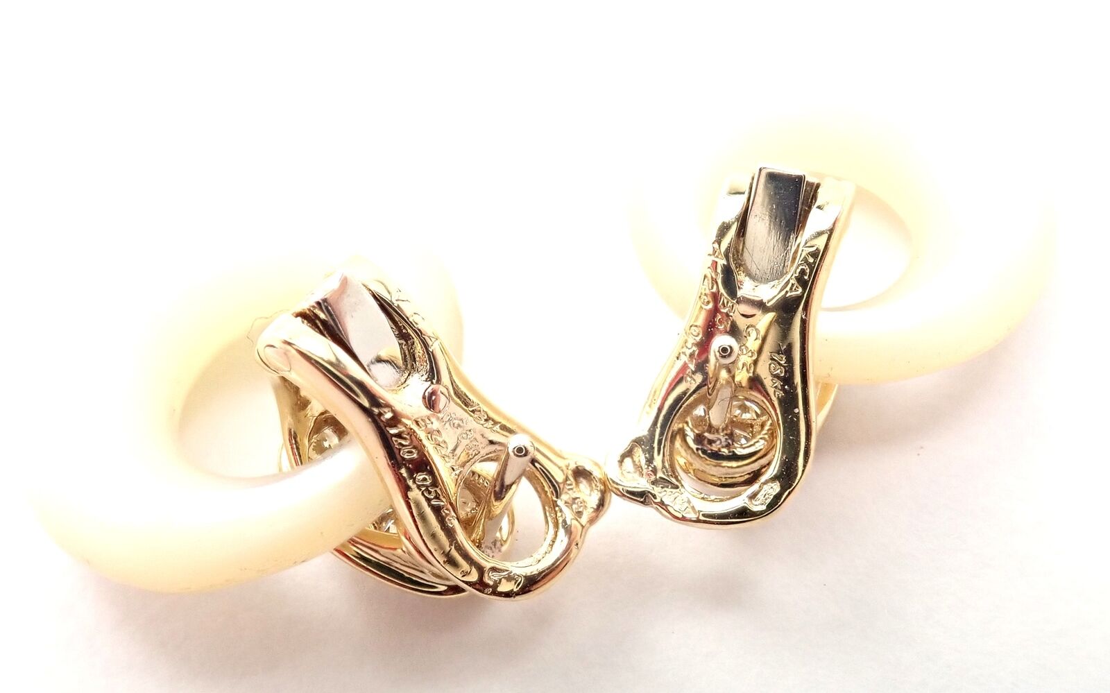 Van Cleef & Arpels 18k Yellow Gold Diamond Mother of Pearl Door Knocker Earrings - Luxury Jewelry for Women, Perfect for Weddings & Special Occasions