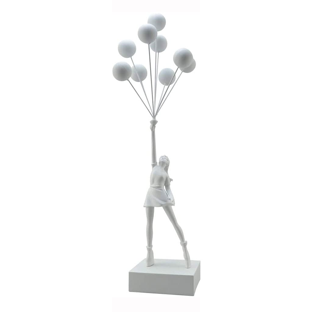 Balloon Girl Statue - Nordic Style Desktop Ornament for Home, Living Room, TV Cabinet & Entrance Decor | White Sculpture for Creative Interior Design & Gift Giving