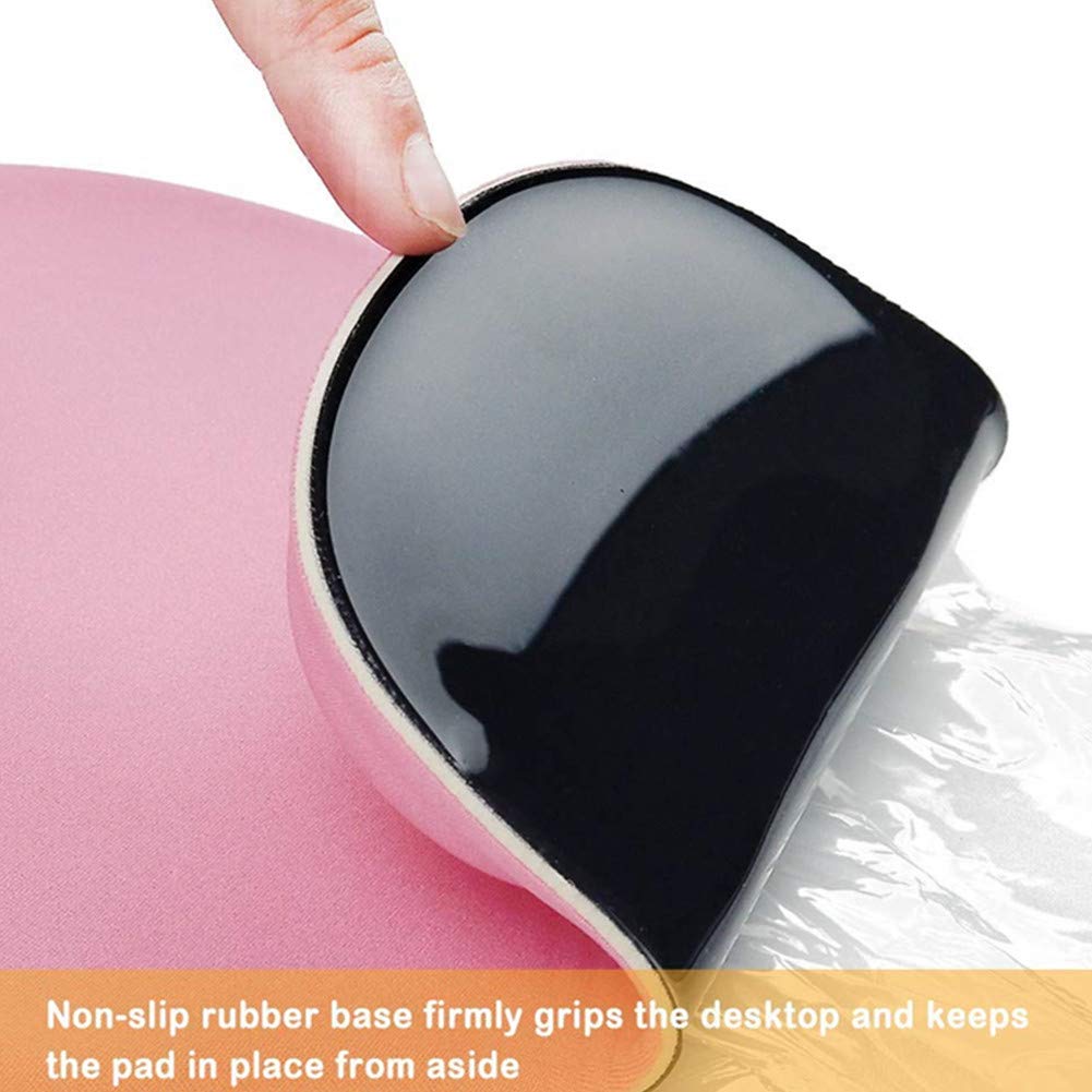 Ergonomic Gel Wrist Support Mouse Pad with Memory Foam - Non-Slip Rubber Base Gaming & Office Mousepad - Premium Textured Surface for Laptop & Desktop Computers (Pink) - Perfect for Long Work Hours & Gaming Sessions