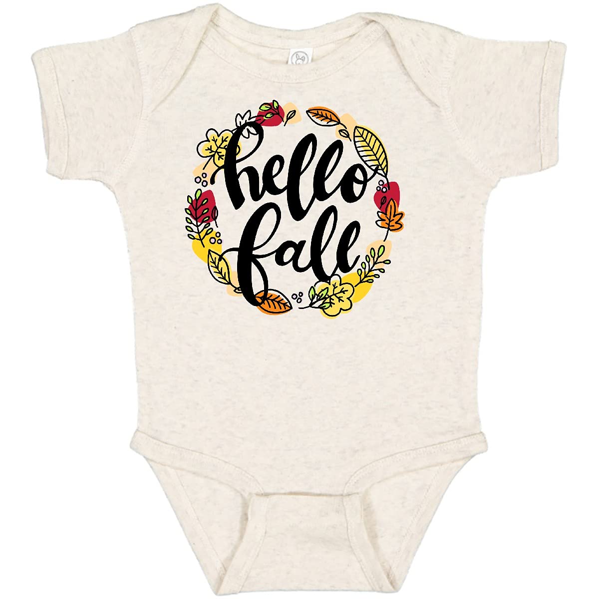 Inktastic Hello Fall with Leaf Wreath Baby Bodysuit - Soft Cotton Infant Onesie for Autumn Photo Shoots, Seasonal Outfits & Cozy Family Gatherings