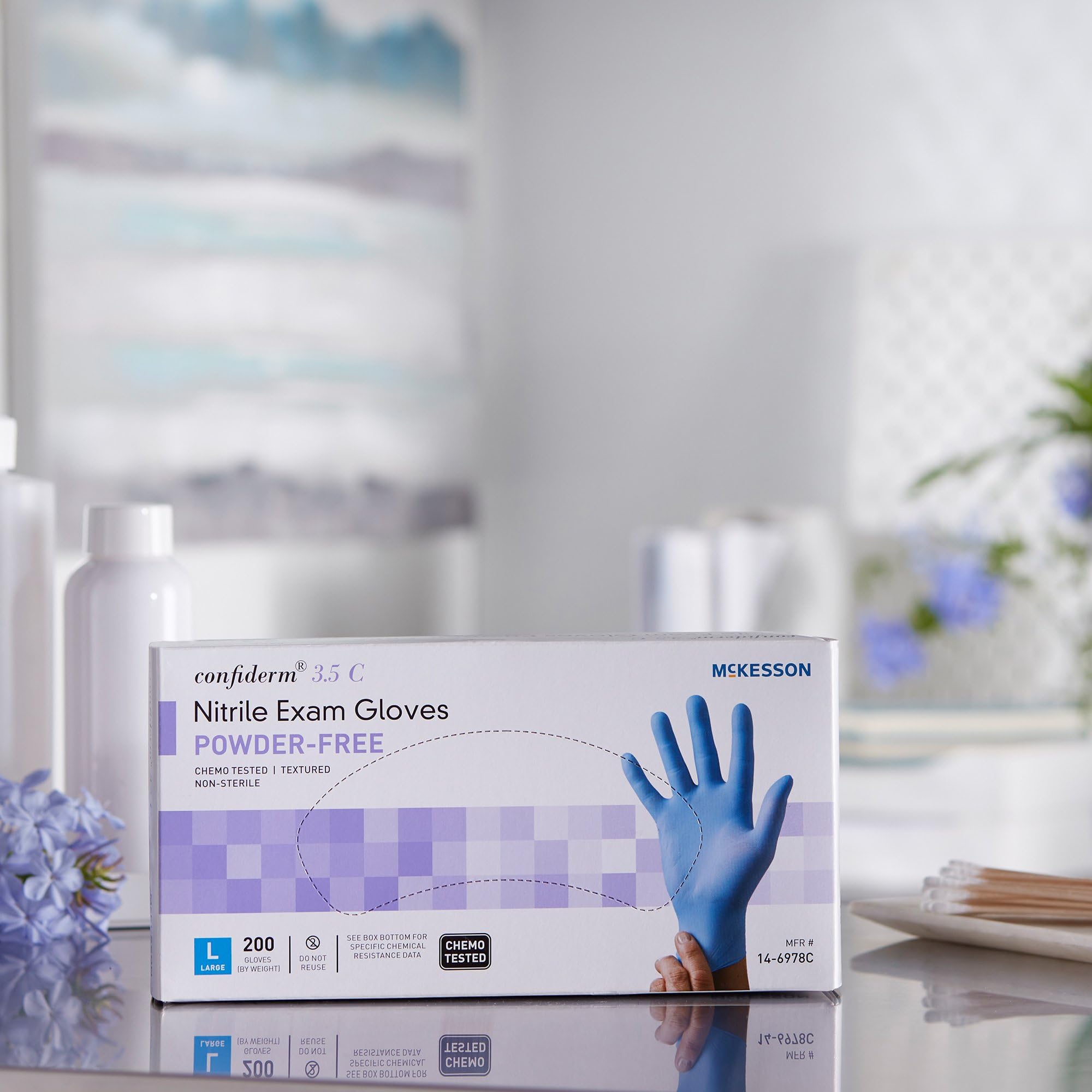 McKesson Confiderm 3.5C Nitrile Exam Gloves - Powder-Free, Latex-Free, Ambidextrous, Non-Sterile - Ideal for Medical, Dental, Tattoo & Food Handling Safety