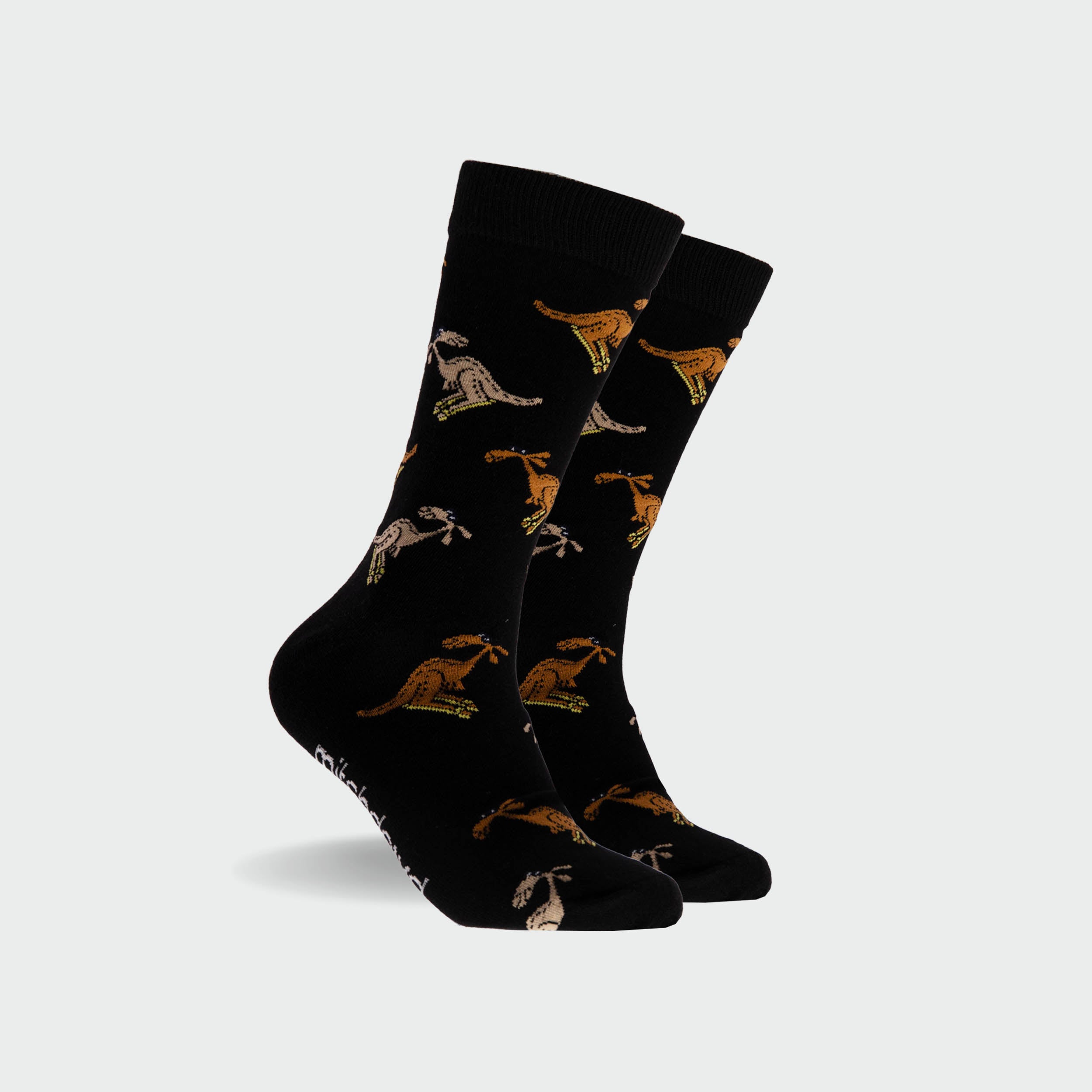 Men's Aussie Animals Cotton Crew Socks 5-Pack - Black | Comfortable & Durable Casual Socks for Everyday Wear, Work & Outdoor Activities