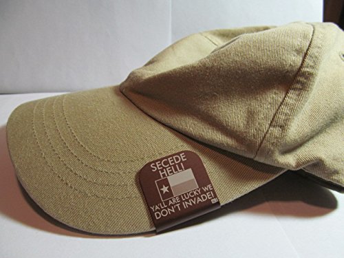 Secede Hell Texas Flag Laser Etched Hat Clip - Brown Distressed Style for Cowboy Hats, Baseball Caps & Outdoor Adventures