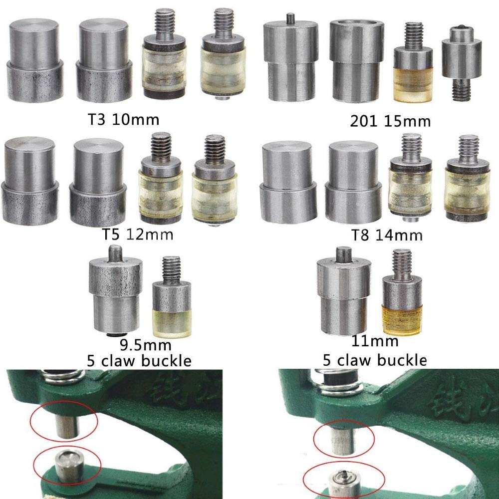 Manual Hand Press Machine with 6 Interchangeable Snap Fastener Dies - Heavy Duty Clamp Tool for DIY Leather Craft, Sewing & Garment Making | Perfect for Buttons, Rivets & Metal Fasteners on Bags, Belts & Clothing Accessories