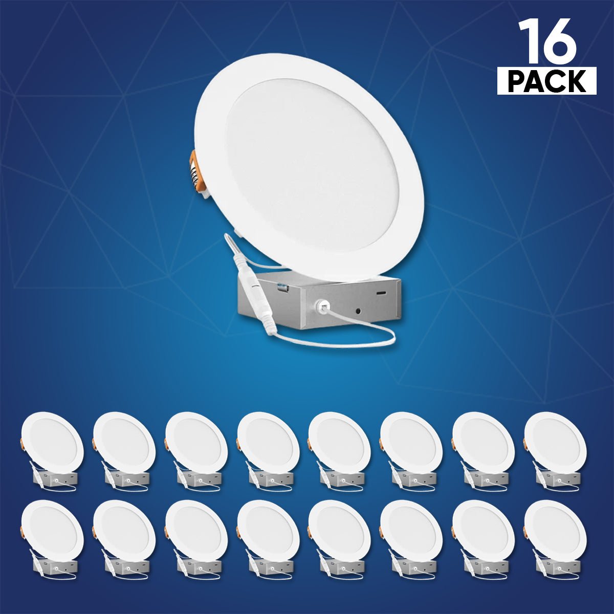 12W 6 Inch Ultra Thin LED Recessed Ceiling Light - 900LM, Dimmable Downlight with Junction Box, Damp Rated, ETL & Energy Star Certified - Perfect for Kitchens, Bathrooms & Living Rooms