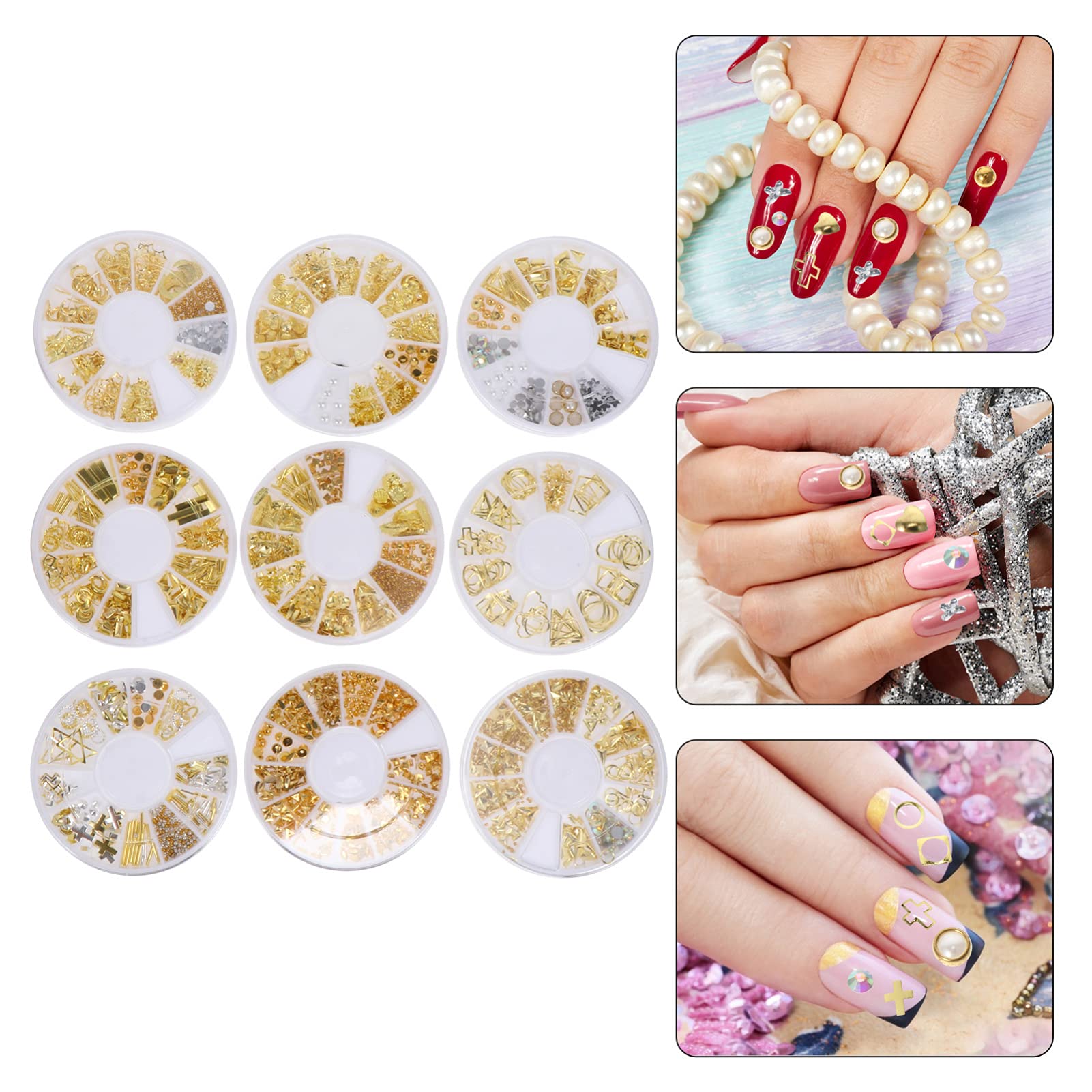 Minkissy 9-Piece Nail Art Kit with Rhinestones, Decals & Metal Rivets - DIY Manicure Accessories for Professional & Home Nail Art - Perfect for Bridal, Party & Salon Nail Designs