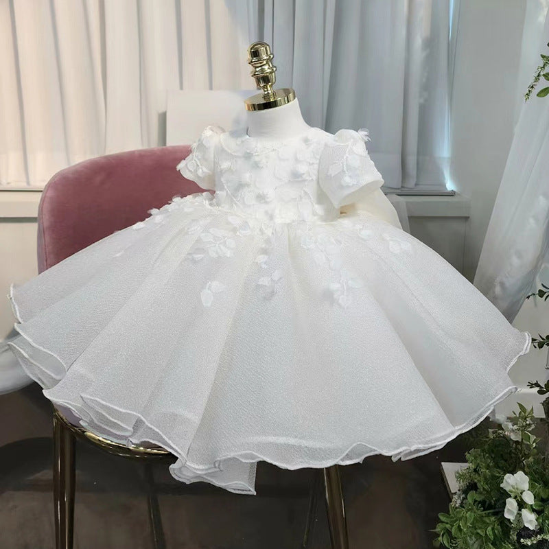 Elegant Baby Girl First Communion Dress with Embroidery - Toddler Birthday Party Gown for Special Occasions | Perfect for Church Ceremonies, Christenings & Formal Events