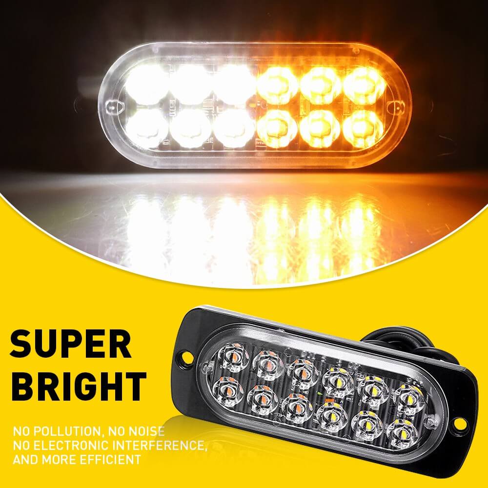 12pcs Waterproof LED Emergency Strobe Light Bars for Trucks, Vans, SUVs & Off-Road Vehicles - Durable Safety Warning Lights for Emergency Vehicles, Construction, Towing & Night Driving
