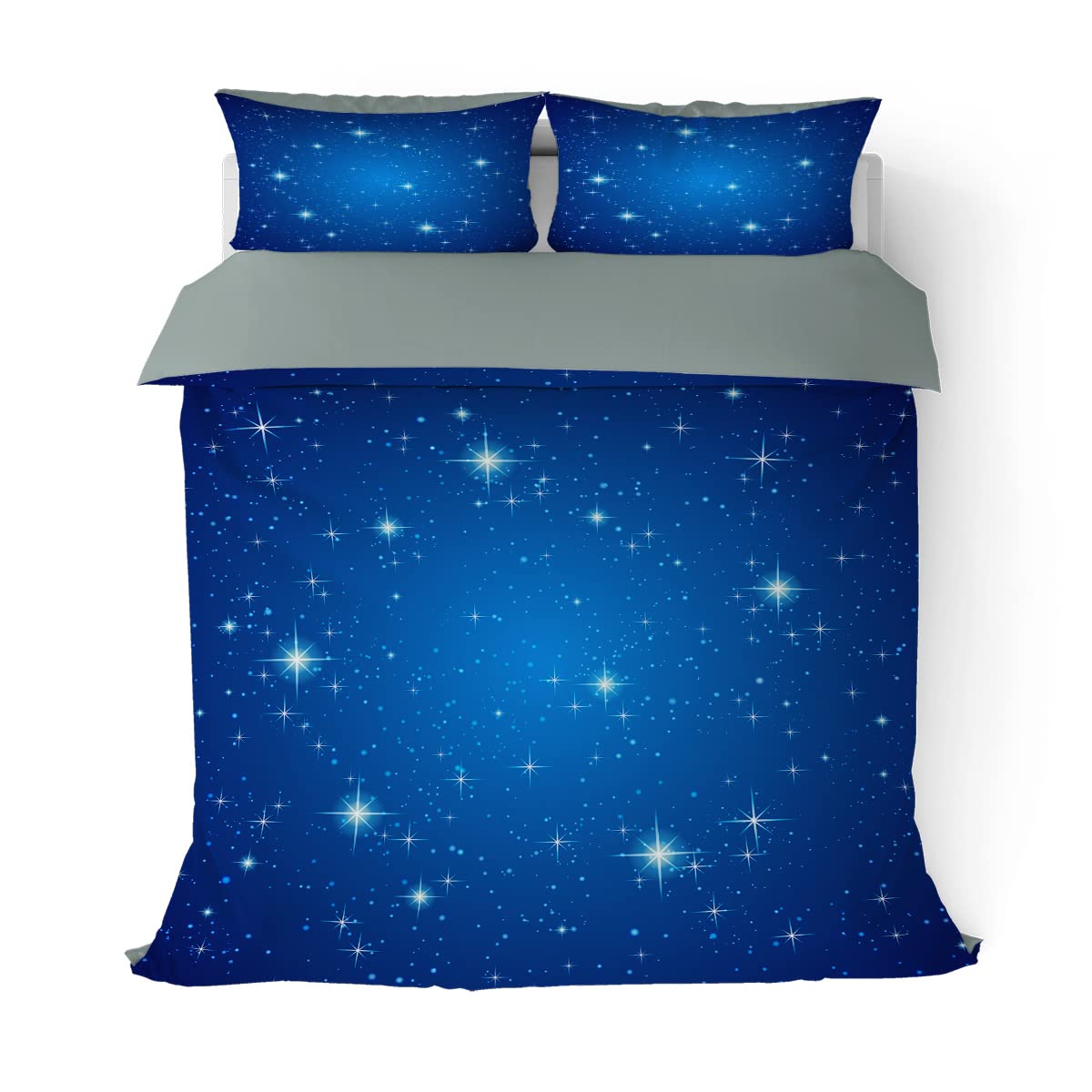 Sky Stars Duvet Cover Set Twin Size - Fantasy Blue Cosmic Starry Galaxy Bedding 3pc Set | Soft Microfiber Comforter Cover with 2 Pillowcases for Kids, Boys & Teens | Perfect for Space-Themed Bedroom Decor & Astronomy Lovers