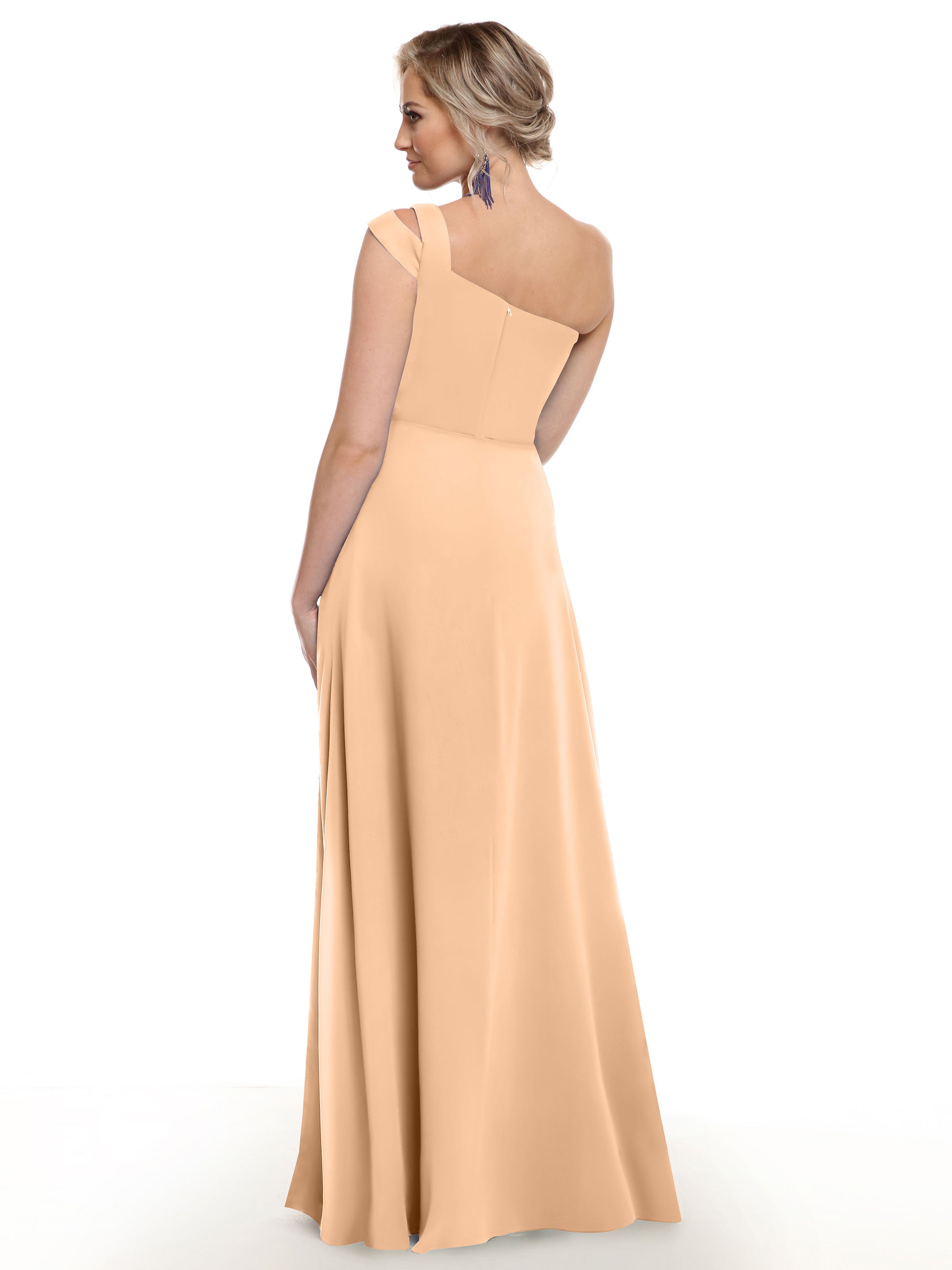 Elegant 80139 Chiffon A-Line One Shoulder Bridesmaid Dress with High Slit - Perfect for Weddings, Prom & Formal Events