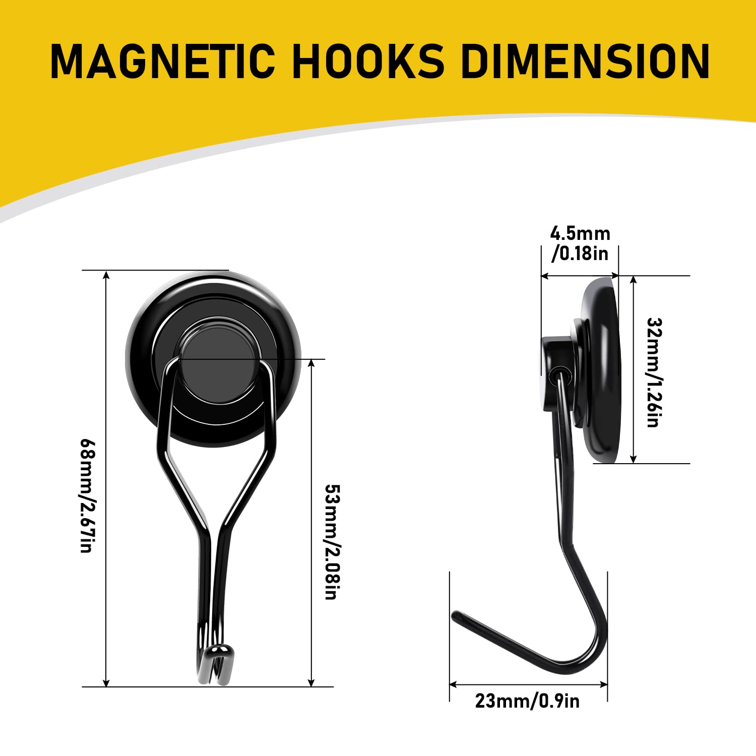 LOVIMAG 8-Pack Magnetic Hooks - Heavy Duty for Garage, Fridge & Travel