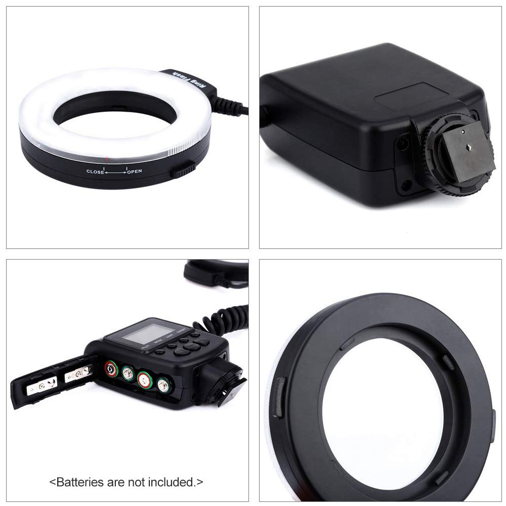 HUIOP HD-130 Macro LED Ring Flash Light with LCD Display | 3000-15000K Color Temperature | GN15 Power Control | Includes 3 Flash Diffusers & 8 Adapter Rings | Perfect for DSLR Camera Macro Photography, Product Shooting & Close-Up Portraits