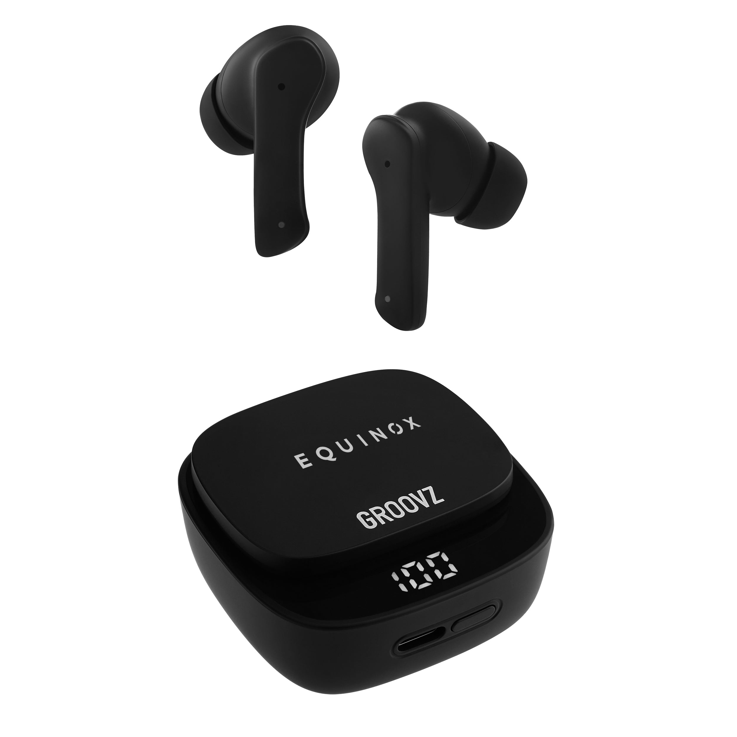 Equinox Groovz Wireless Earbuds Bluetooth 5.0 with Noise Cancellation, 30H Playtime, IPX7 Waterproof - Perfect for Workouts, Commuting & Travel