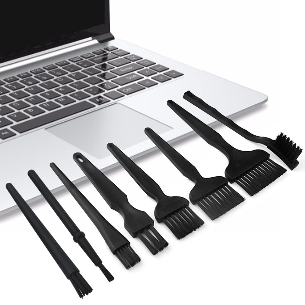 10-in-1 Anti Static Keyboard Cleaning Brush Kit - Portable Nylon Bristle Computer & Car Cleaning Tools with Plastic Handle (Black) - Perfect for Office, Home, Electronics Maintenance and Auto Detailing