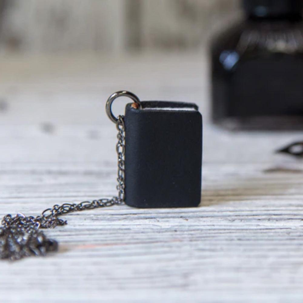 Handmade Peg and Awl Leather Book Necklace - Vintage Literary Jewelry for Book Lovers | Perfect Gift for Readers, Writers & Bibliophiles