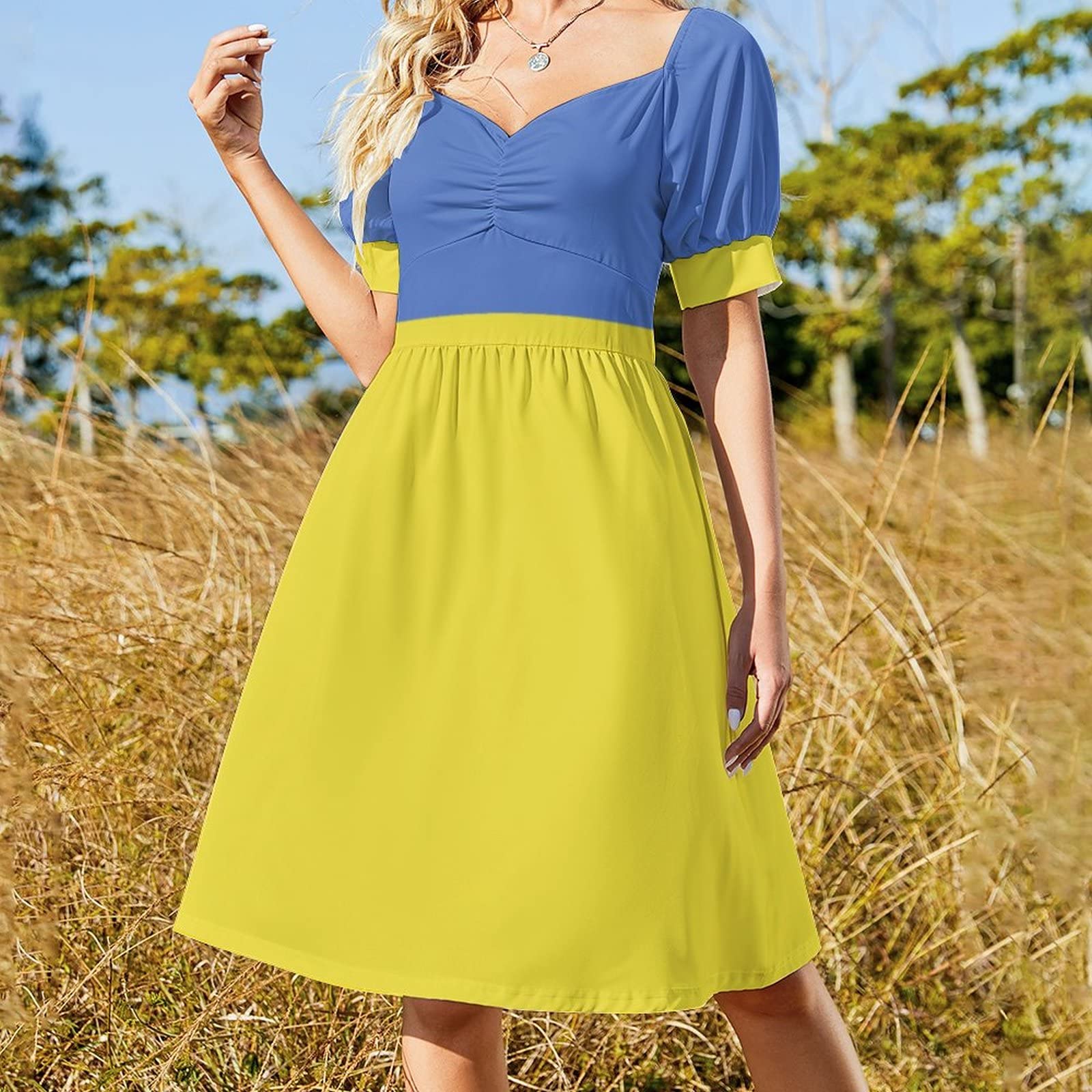2023 Women's Summer Dresses - Casual Loose Beach Dress with Ukraine Flag Print | Perfect for Vacation, Beach Outings & Summer Parties