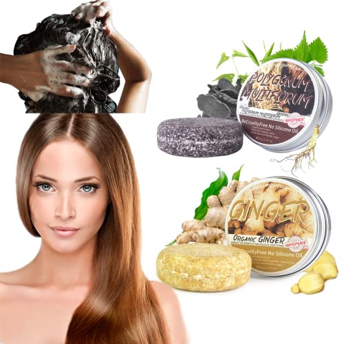 Organic Grey Reverse Natural Shampoo Bar with Ginger & Polygonum Multiflorum - 100% Natural Solid Hair Soap for Damaged Hair Repair, Moisturizing & Hair Growth - Eco-Friendly Shampoo Bar for Travel, Camping & Zero Waste Lifestyle