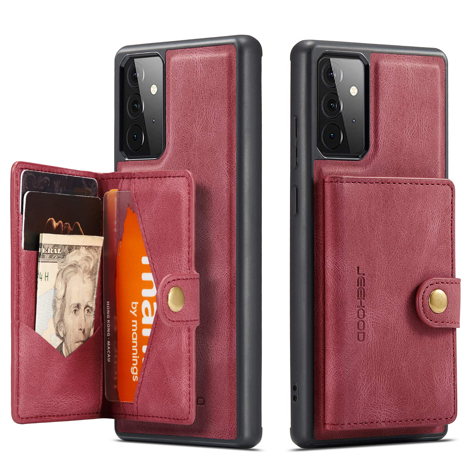 Samsung A52 5G Wallet Case with Magnetic Detachable Holder - Shockproof & Wireless Charging for Daily Use
