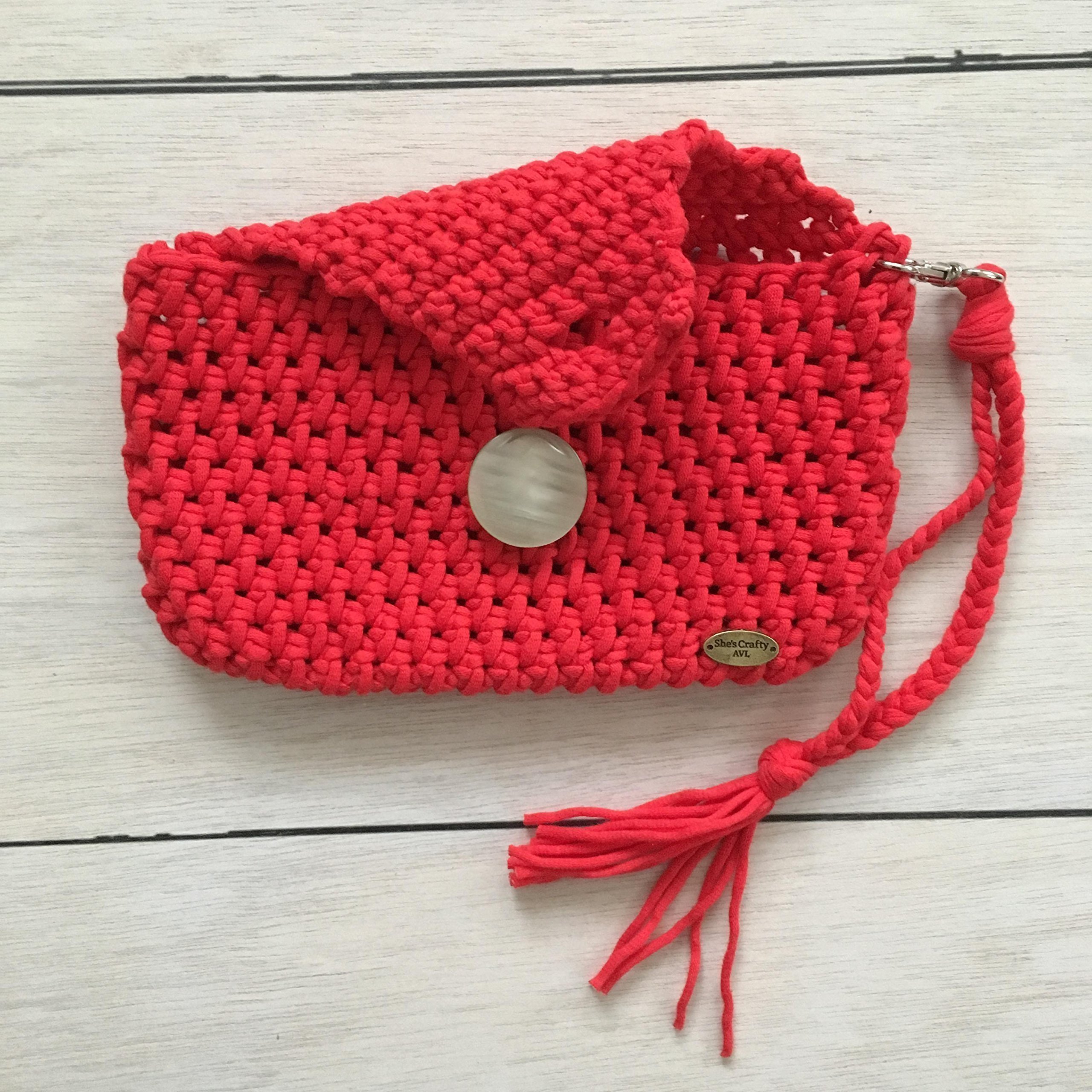 Elegant Red Crochet Wristlet Clutch Purse for Women - Perfect for Parties, Weddings & Evening Events