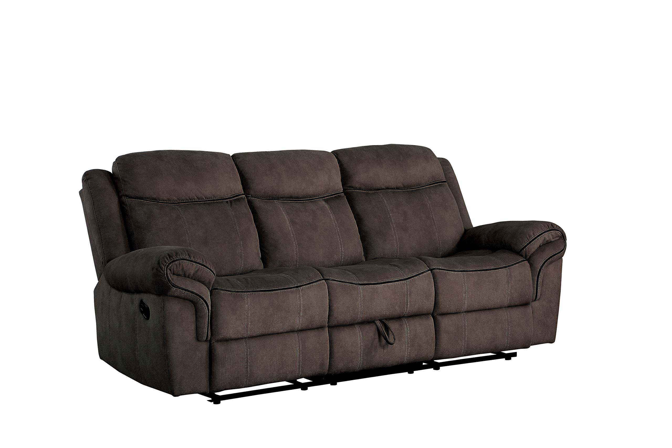 Benjara Brown Velvet Upholstered Glider Recliner Sofa - Luxurious Nursery Glider & Comfortable Living Room Reclining Chair for Nursing Mothers and Relaxation