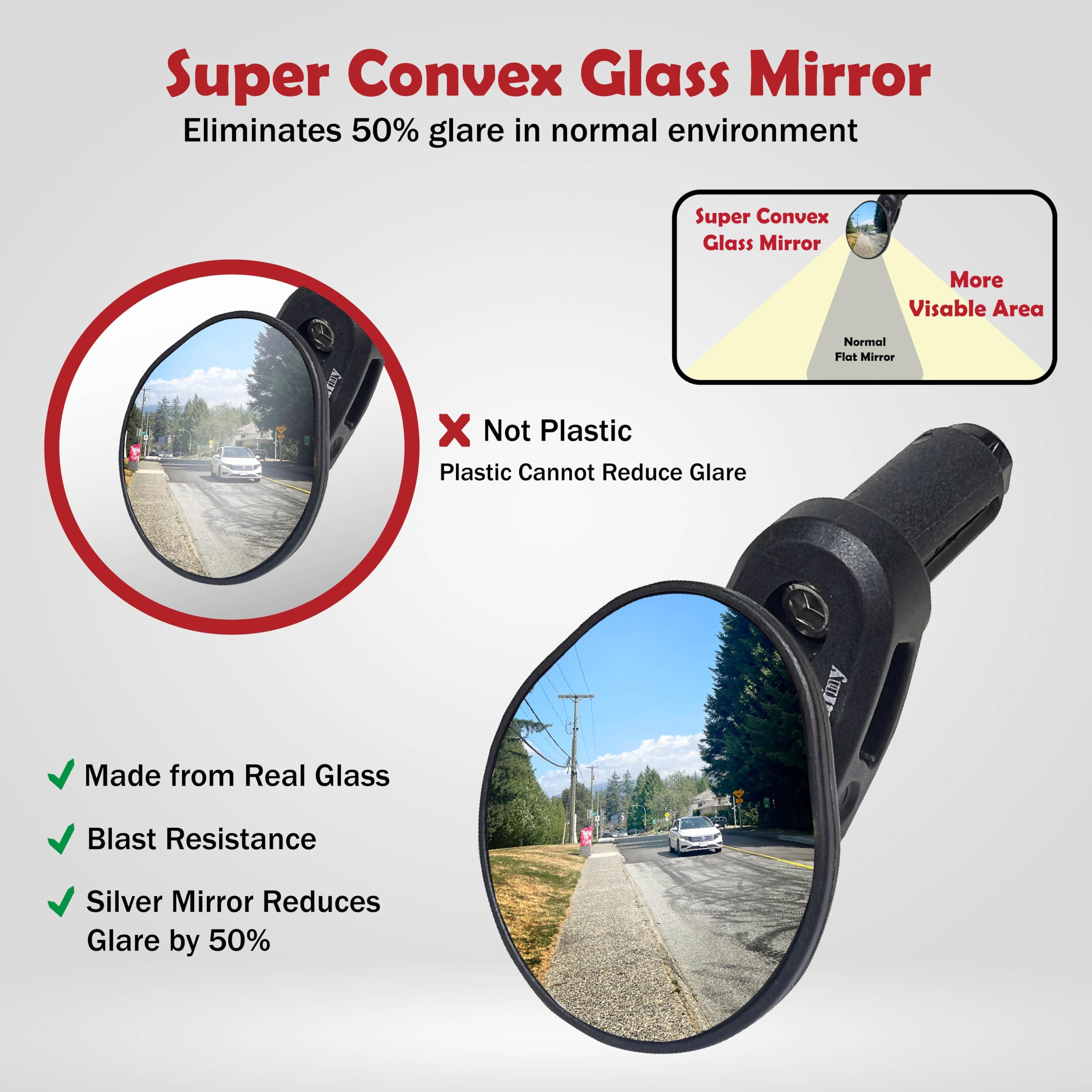 Hafny Drop Bar Bike Mirror - HD Shatter-Proof Convex Blue Glass Mirror for Road Bikes | Bar End Bicycle Mirror with Automotive Grade Glass Lens | Perfect for Commuting, Touring & Road Cycling Safety