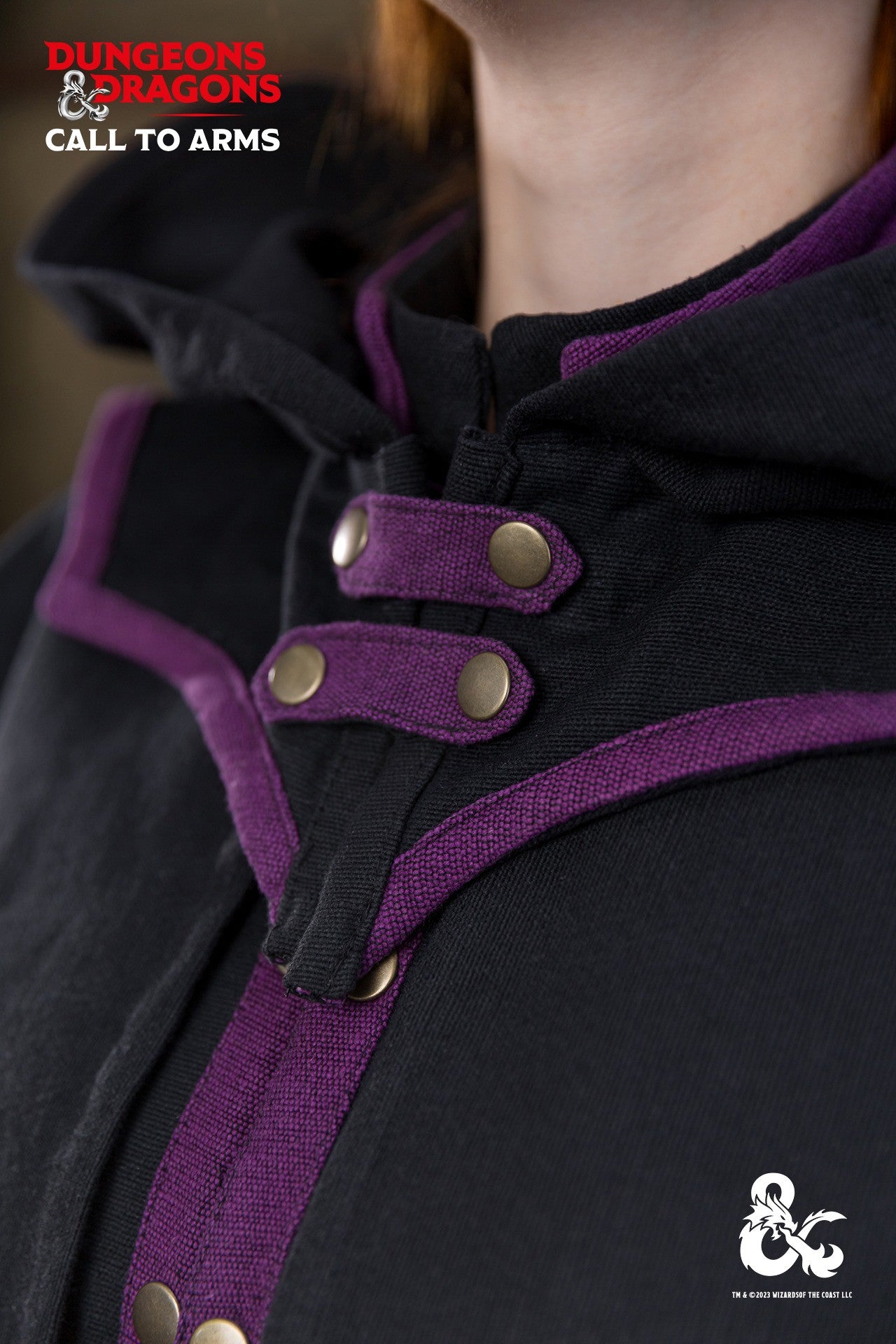Dungeons & Dragons Warlock Hood Black Purple - Fantasy Cosplay Costume for D&D RPG LARP & Halloween