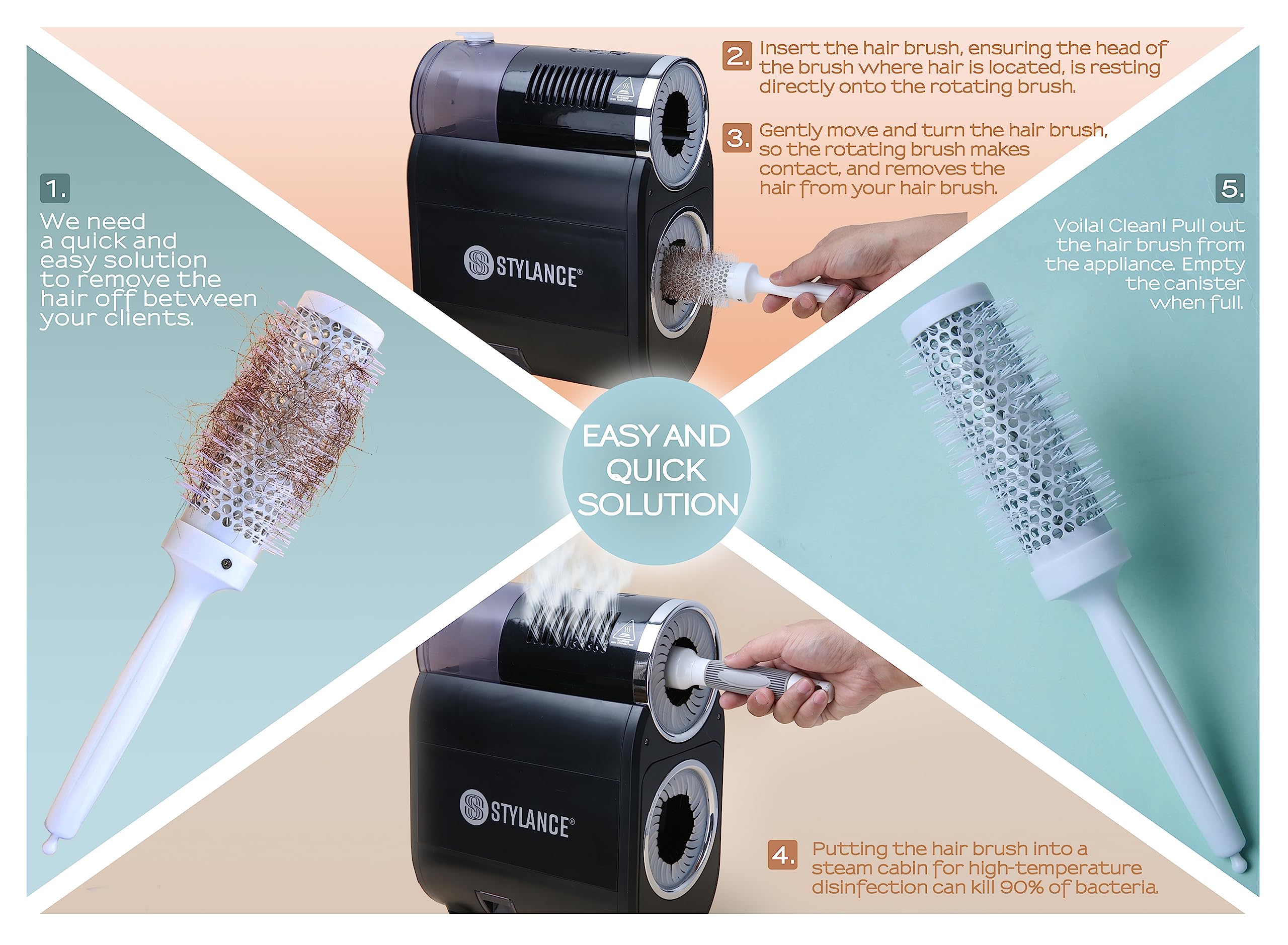 Electric Automatic Hair Brush Cleaner - Fast & Professional Round Brush Cleaning Tool for Removing Hair & Dust - Perfect for Home & Salon Use (Black) | Ideal for Stylists, Salons & Personal Hair Care Routines