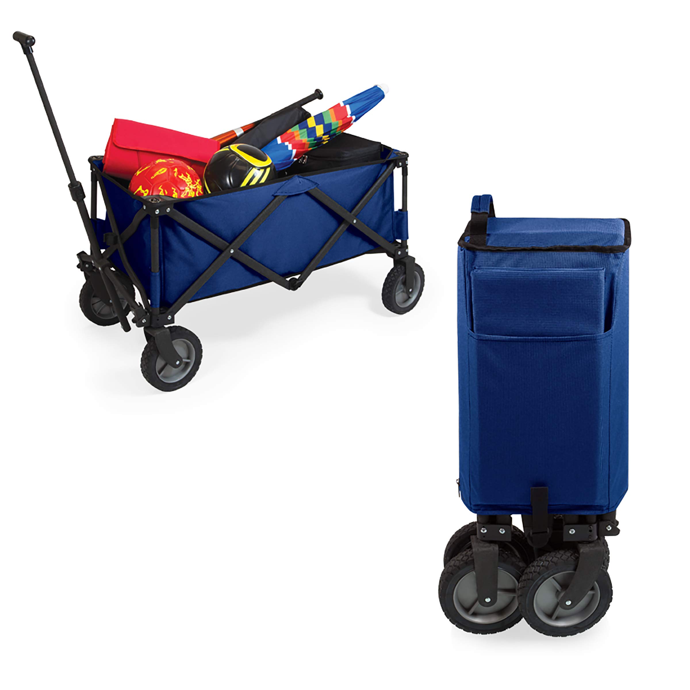PICNIC TIME Adventure Wagon Elite - Heavy Duty Folding Utility Cart with Table Top Lid & Soft Cooler Liner | Perfect for Beach, Camping, Tailgating, Farmers Market & Outdoor Adventures
