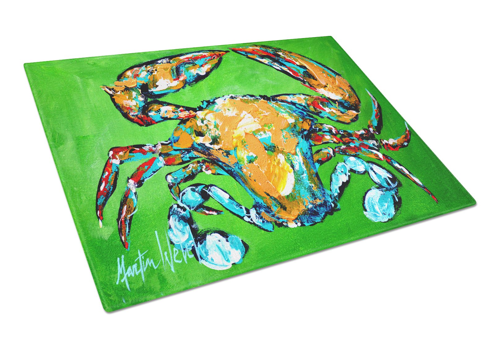 Wide Load Crab Tempered Glass Cutting Board - Large Decorative Kitchen Chopping & Serving Board for Seafood, Cheese, Charcuterie | Durable Glass Cutting Surface for Entertaining & Food Prep