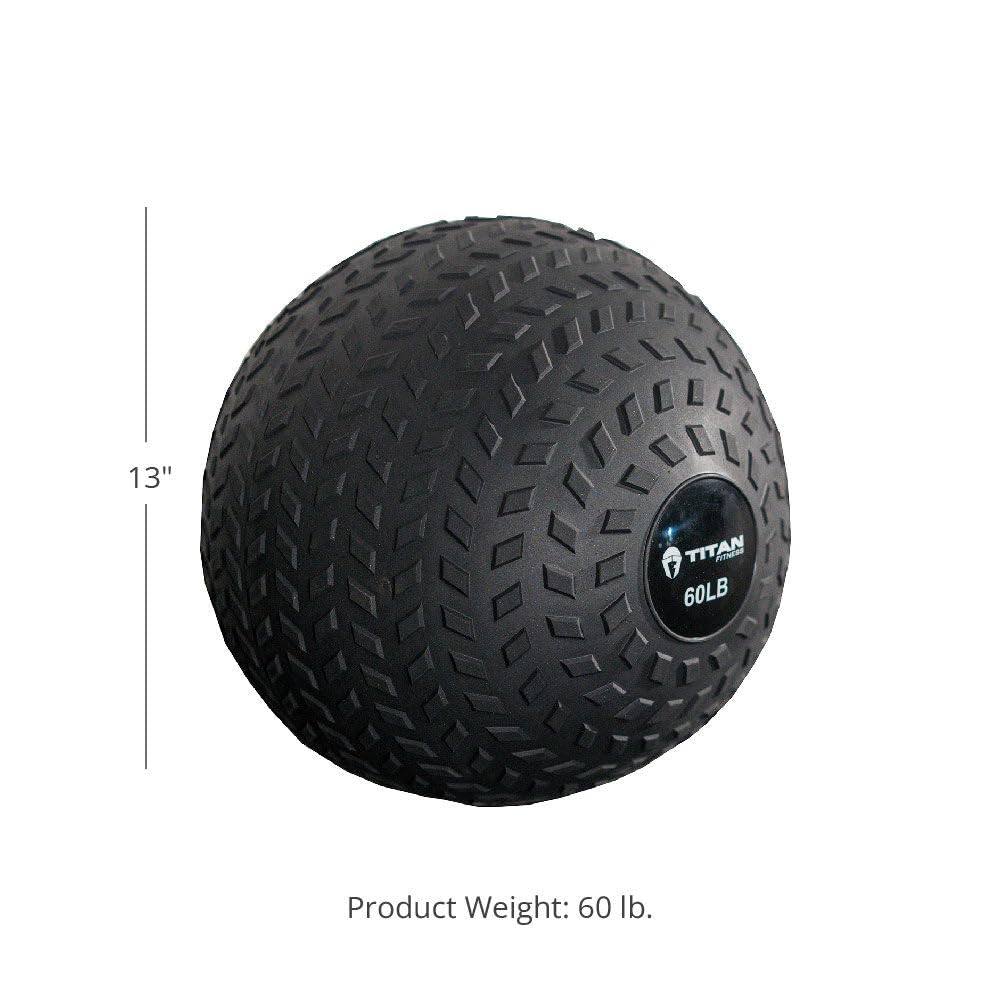 Titan Fitness Rubber Tread Slam Ball - Dead Bounce Weighted Workout Equipment for Throwing, Catching, Slamming & Twisting - Perfect for CrossFit, HIIT, Strength Training & Home Gym Workouts