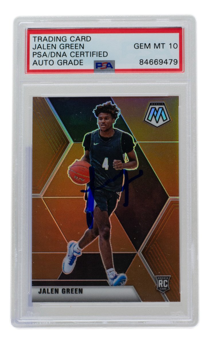 Jalen Green Signed Houston Rockets 2021 Panini Mosaic Bronze Rookie Card #254 PSA/DNA 10 Gem Mint - NBA Collectible for Fans & Memorabilia Enthusiasts