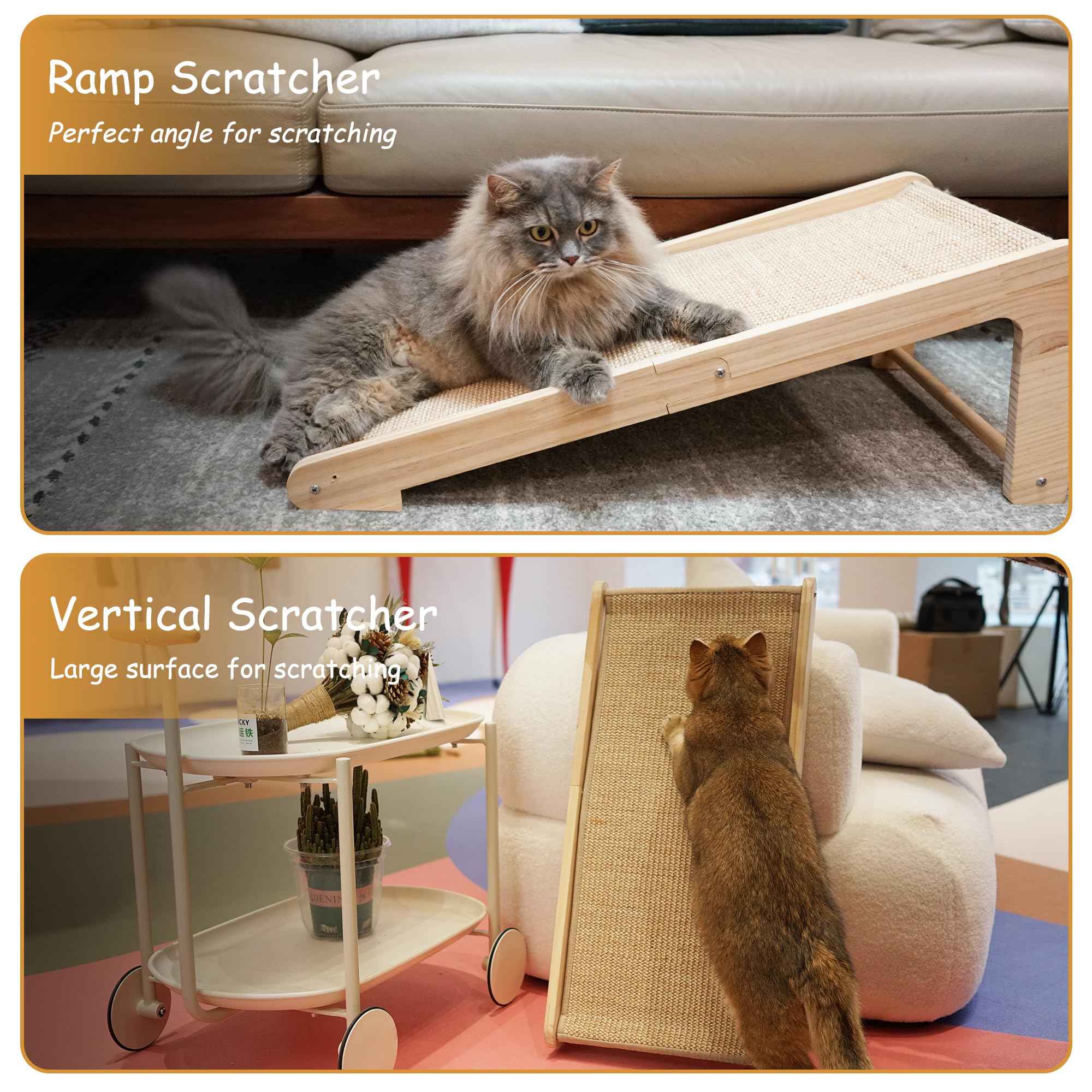 Premium L-Shaped Cat Scratcher for Indoor Cats - Durable Sisal Scratching Board with Catnip | Protects Furniture | Large Size | Perfect for Living Rooms & Home Offices