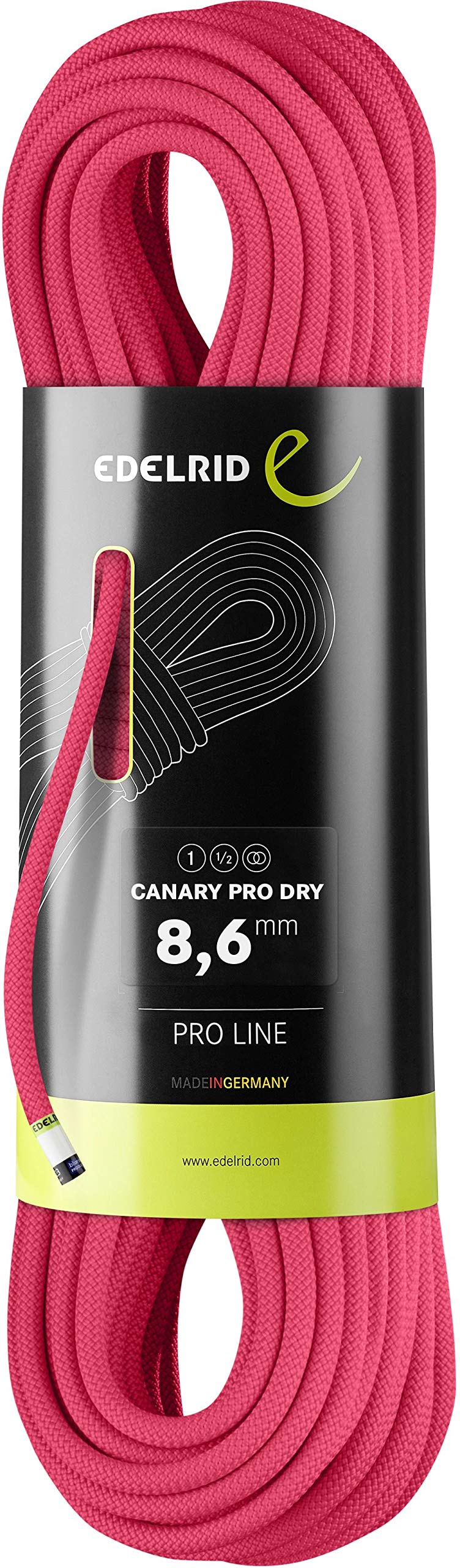 EDELRID Canary 8.6mm Pro Dry Dynamic Climbing Rope - Lightweight & Durable for Rock Climbing, Mountaineering & Outdoor Adventures