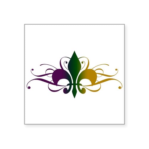 White - Fleur De Lis Swirls_Color Square Sticker 3 X