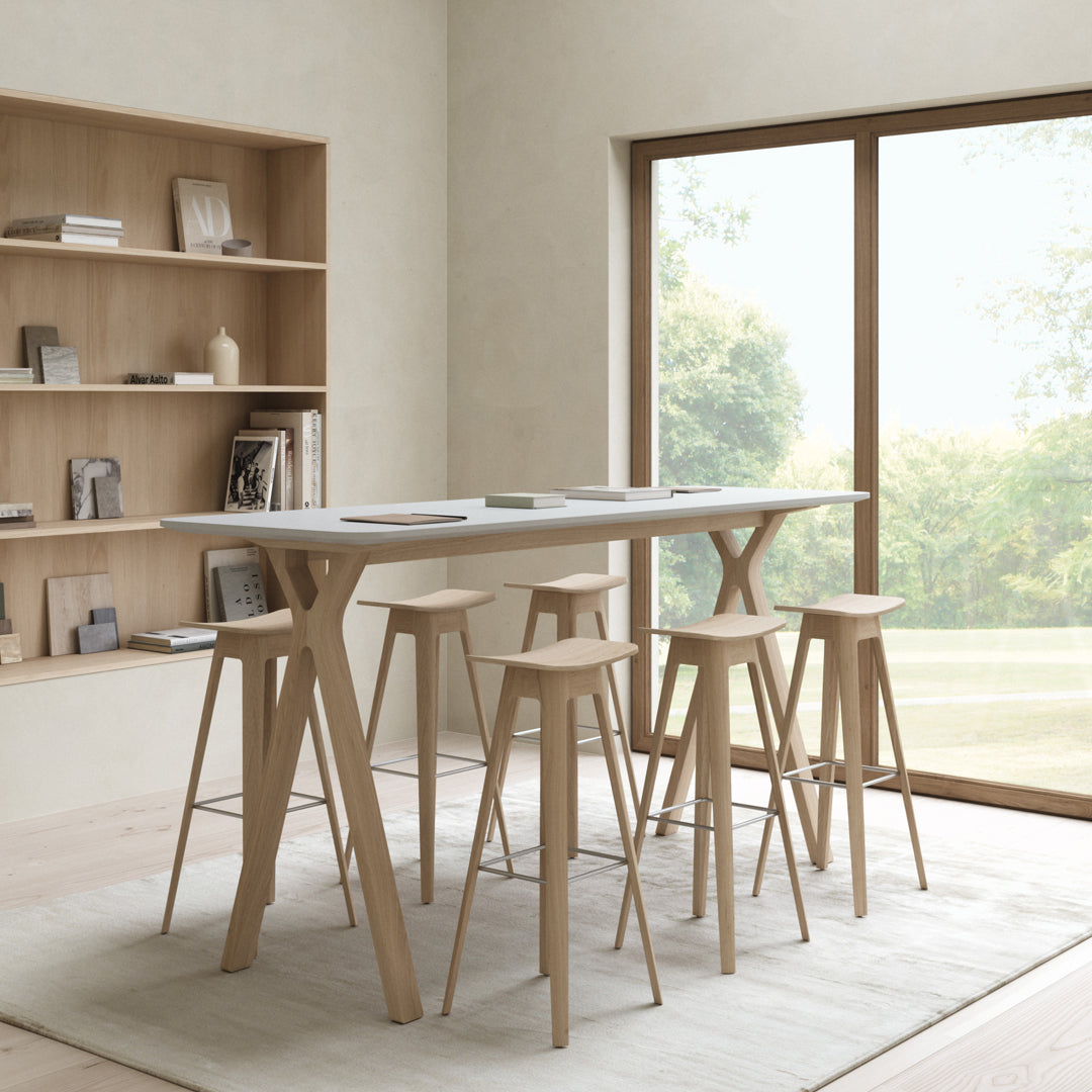 Anne Qvist HC1 Bar Stool - Modern Scandinavian Bar Height Stool with Wooden Legs - Perfect for Kitchen Islands, Breakfast Bars & Home Decor