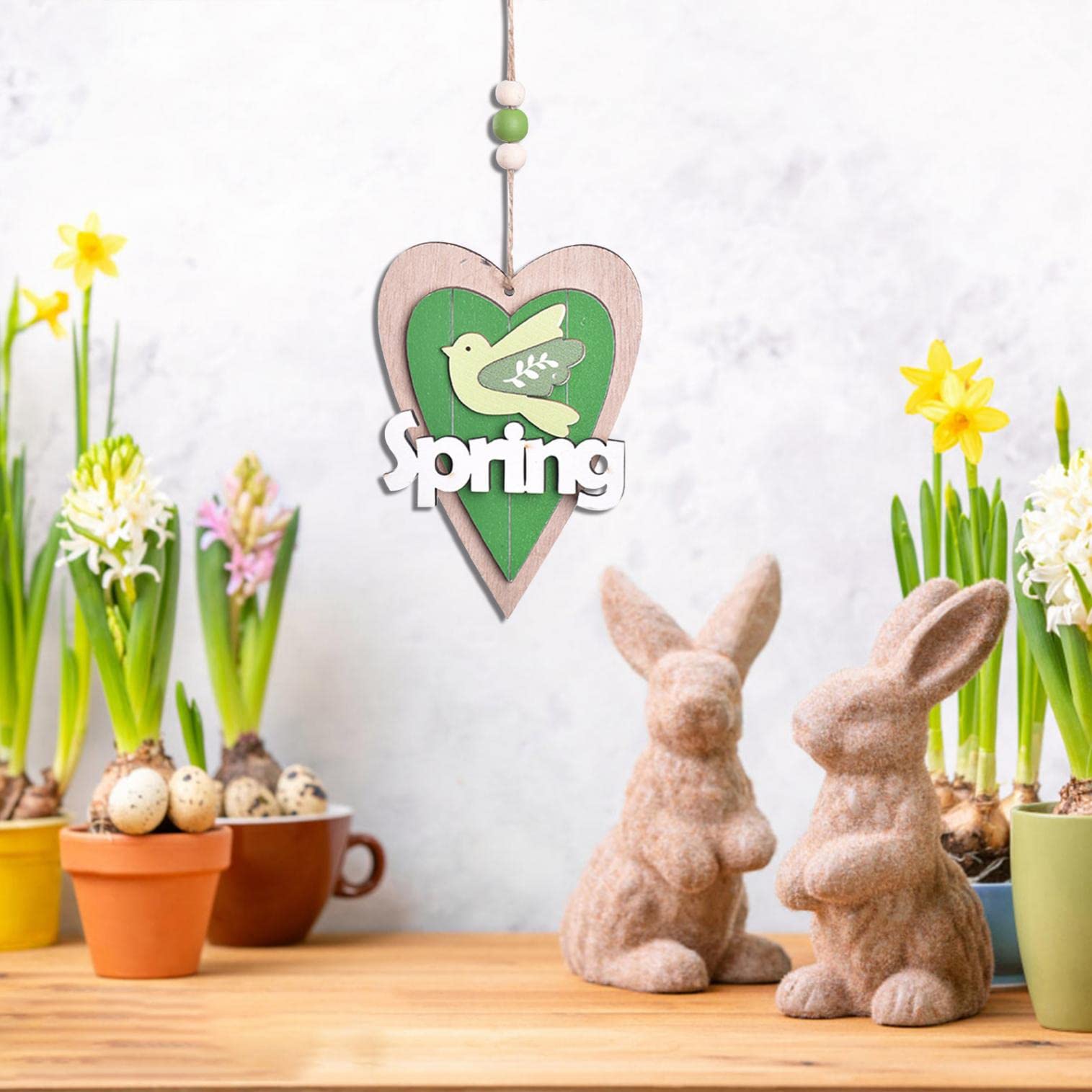 Easter Bunny Wooden Letter Pendant - Spring Home Decor for Easter Party Favors & Holiday Decorations - Perfect for Easter Egg Hunts, Spring Celebrations, and Home Decoration