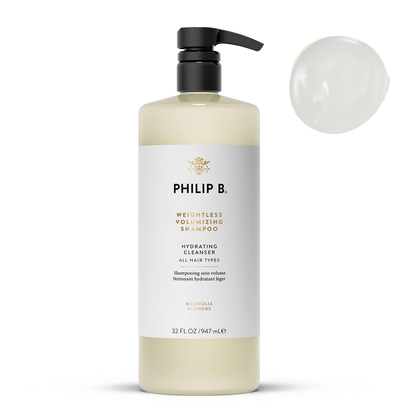 PHILIP B Weightless Volumizing Shampoo 32 oz (947 ml) - Oil & Product Build-Up Remover for Extra Body & Lushness | Volumizing Hair Care for Fine, Flat Hair | Daily Use for Fuller, Healthier Looking Hair