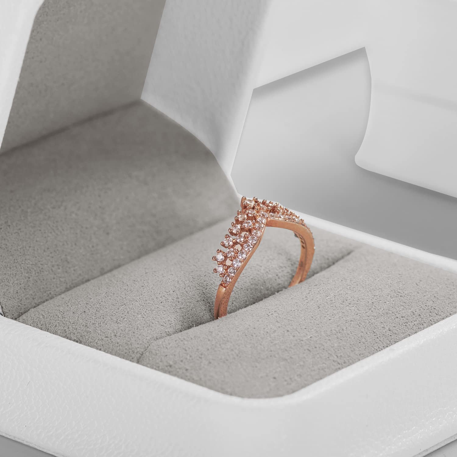 Premium White PU Leather Ring Box for Engagement & Proposal - Jewelry Gift Box for Wedding, Anniversary & Special Occasions