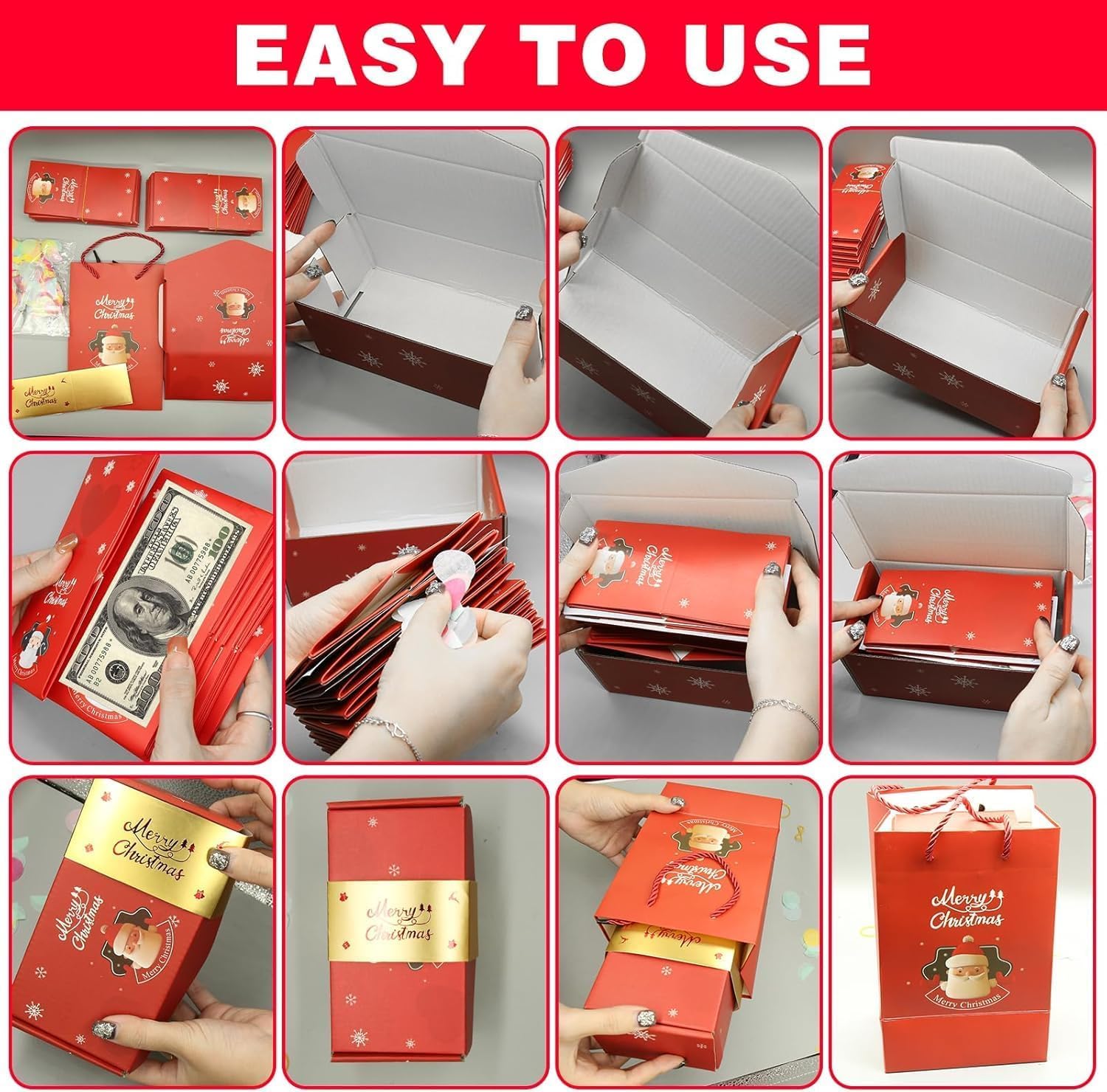 2024 Pop-Up Explosion Gift Box - Unique Folding Bouncing Christmas & Birthday Surprise Gift Box with Red Envelope | Perfect for Holiday Gifting, Party Favors & Special Occasions