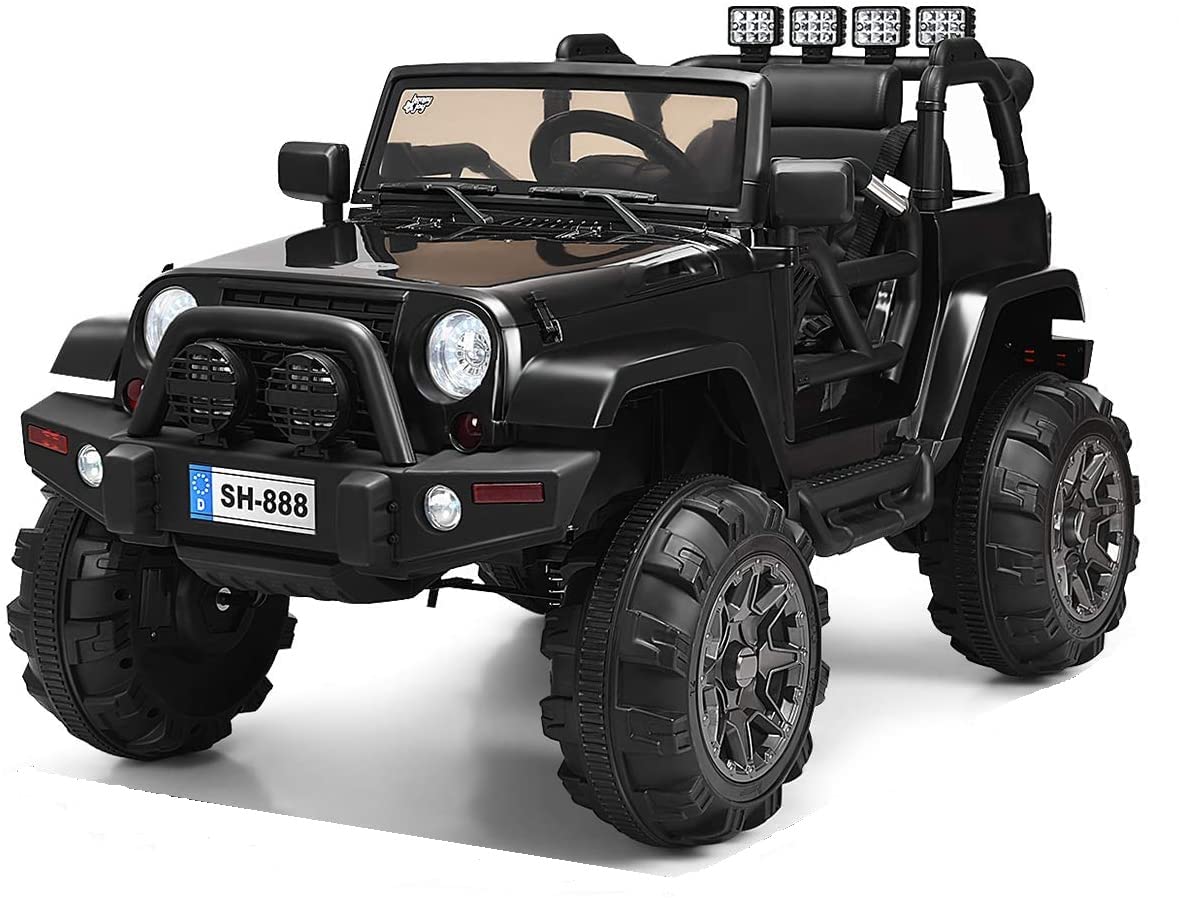 OLAKIDS 12V Battery Powered Kids Ride on Truck - Electric Toy Car with Parental Remote Control, Spring Suspension, LED Lights & Music - 4 Wheel Toddler Vehicle for Outdoor Play & Backyard Fun