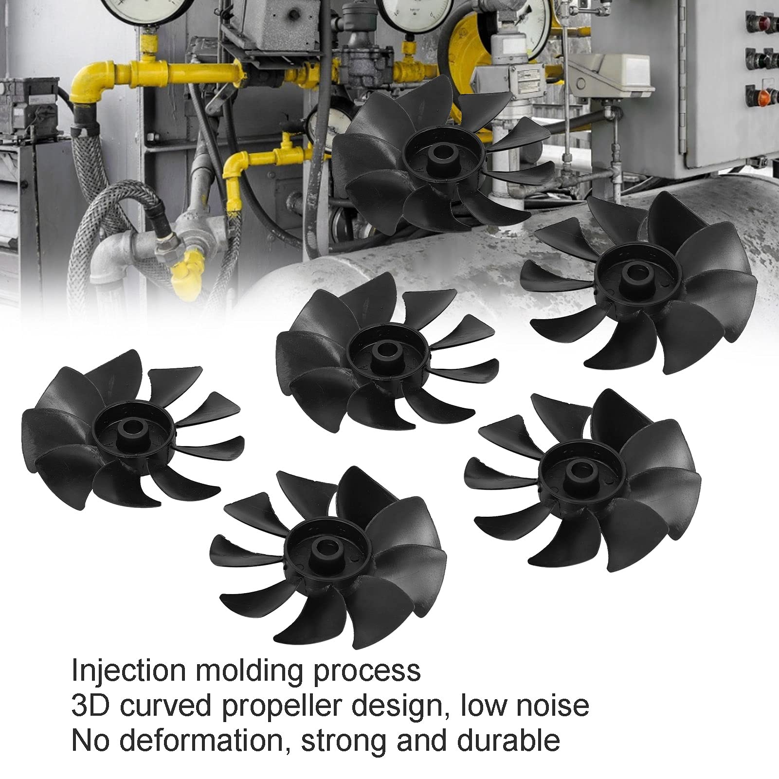 Low Noise ABS Motor Blades - 3D Curved Propeller Replacement Fan for Air Compressor Pumps | Durable Cooling Accessories for Workshop & Industrial Use