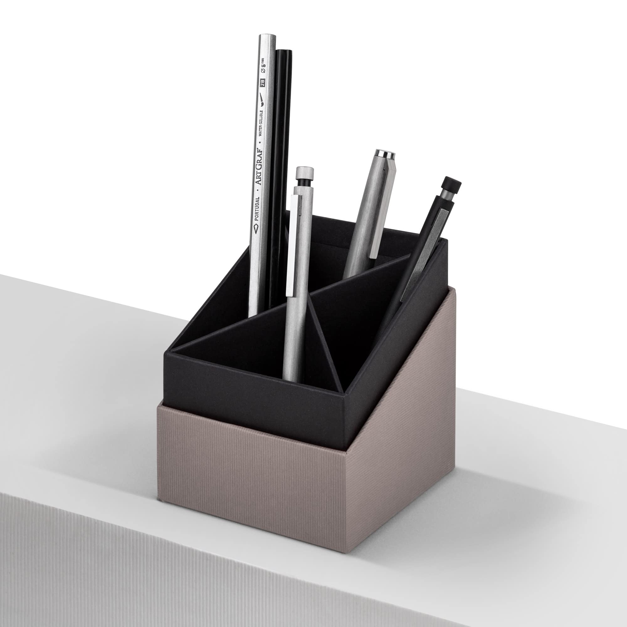 SOHO Desk Organizer with Pencil Holder - Taupe Office Desk Accessory for Home & Office Workspace