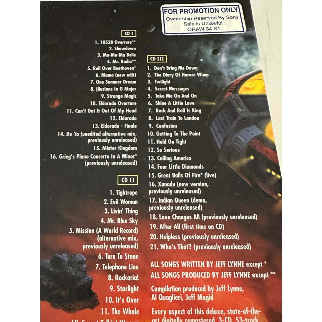 ELO Flashback 3 CD Box Set 2000 with Booklet Promo - Electric Light Orchestra Greatest Hits Collection - Perfect for Music Lovers & Classic Rock Fans