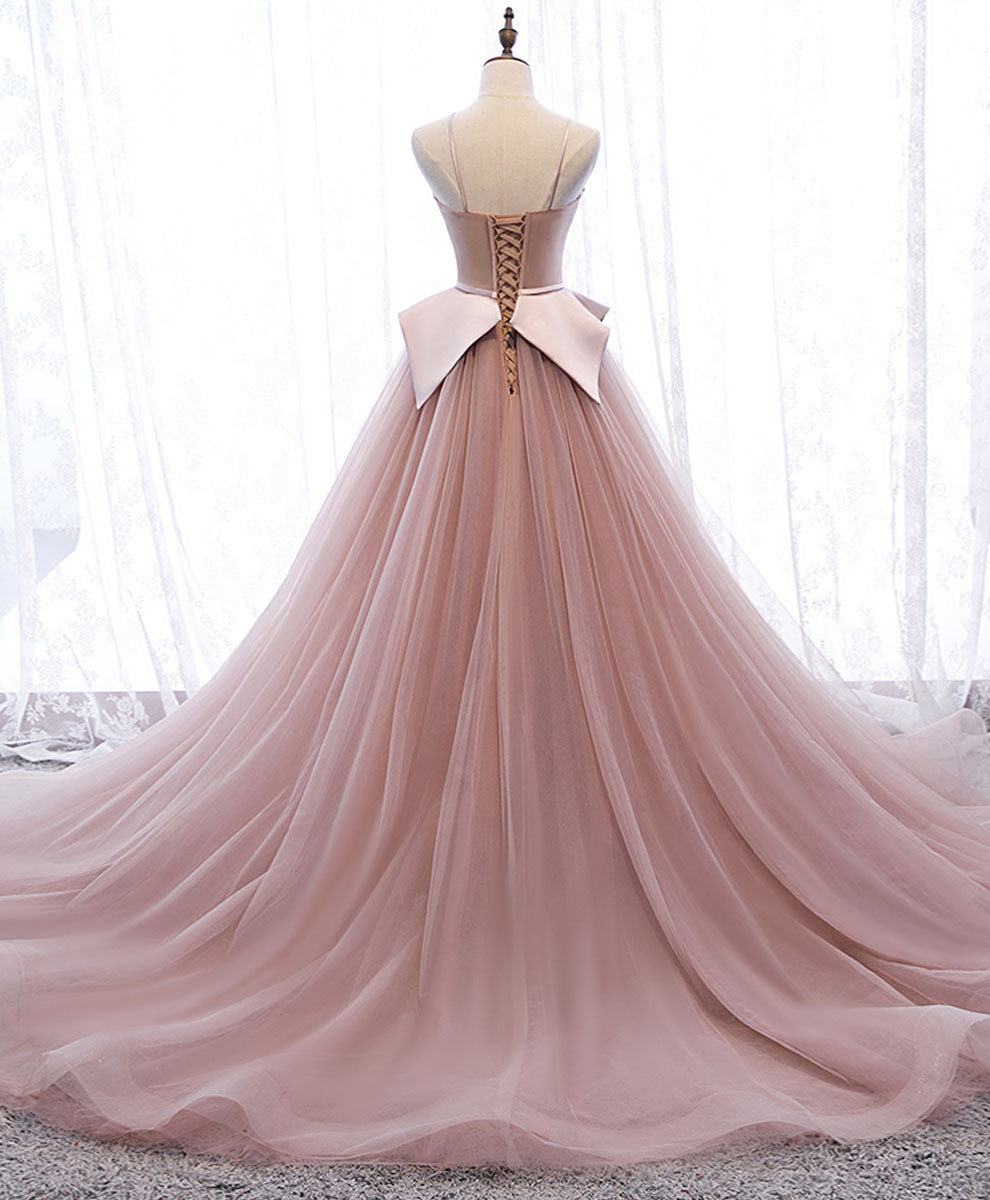 Elegant Pink Sweetheart Tulle Long Prom Gown - Formal Evening Dress for Homecoming, Ball & Special Occasions