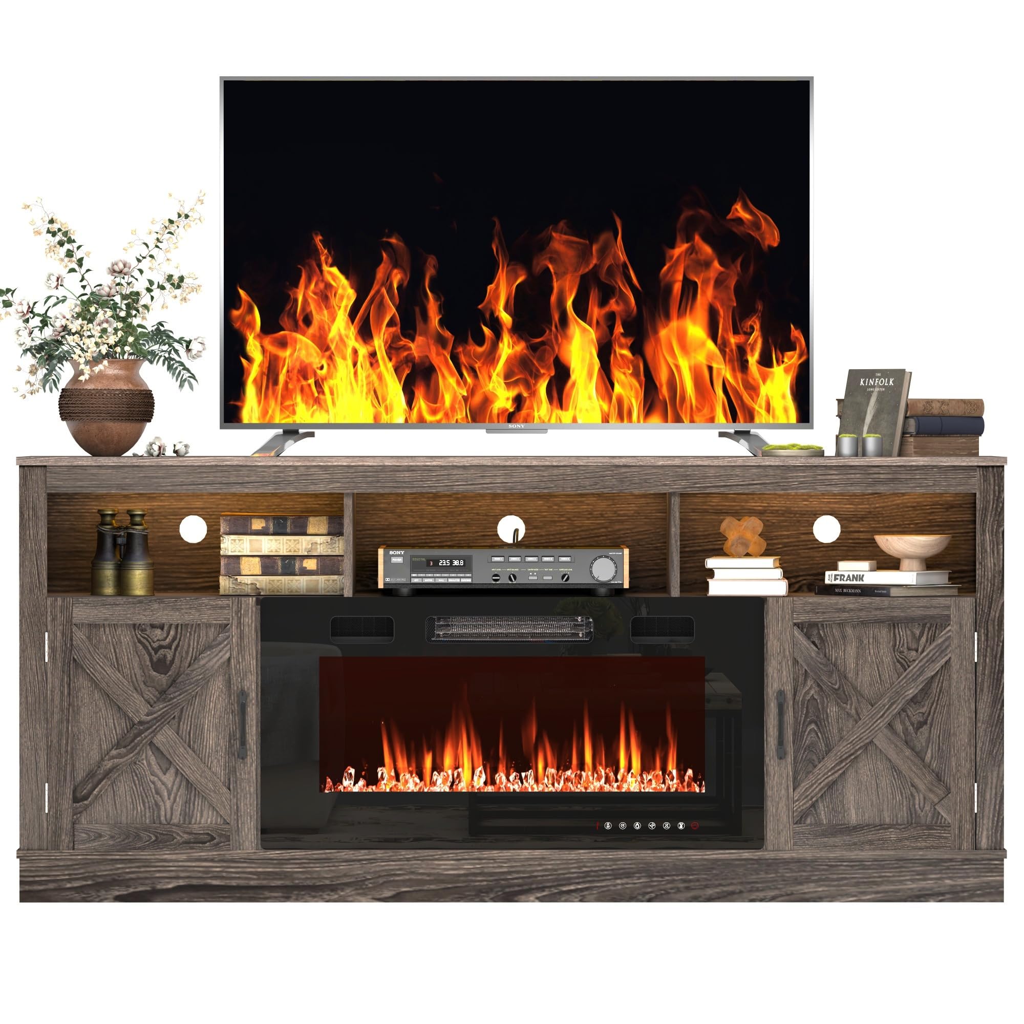 Farmhouse TV Stand for 70/75/80 Inch TV - 32