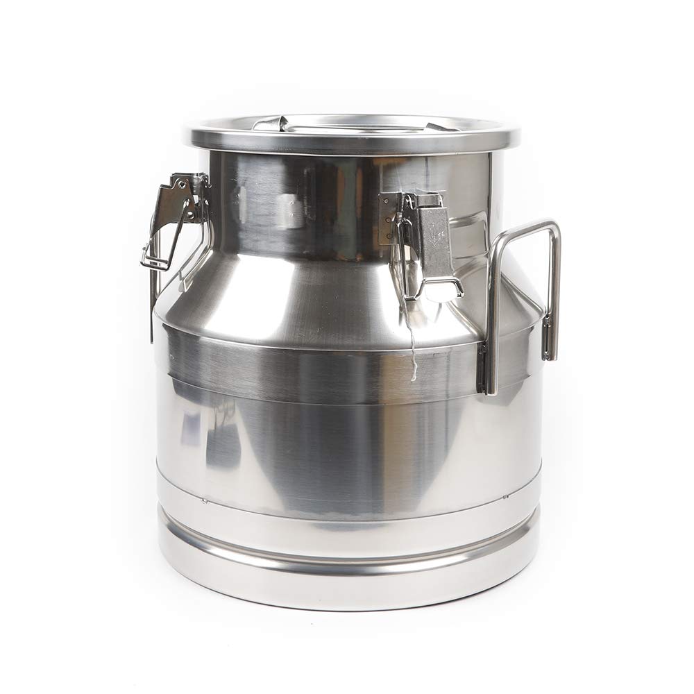 20L (5.25 Gallon) Stainless Steel Milk Can - Food Grade Wine Pail, Fermentation Bucket & Storage Jug for Dairy, Brewing & Home Use