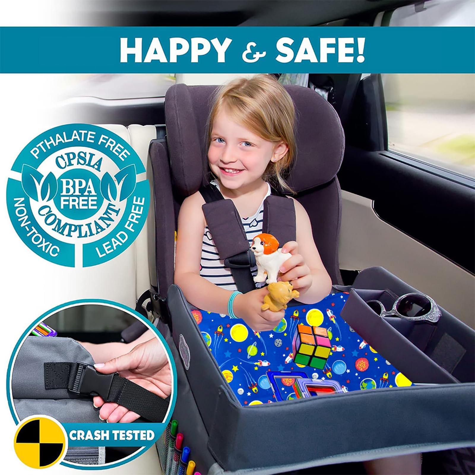**Multifunctional Kids Travel Tray for Toddler Car Seat - Portable Activity Tray for Boys & Girls - Essential Road Trip Accessories for Cars, Airplanes & Booster Seats - Perfect for Snacks, Toys & Learning on the Go**
