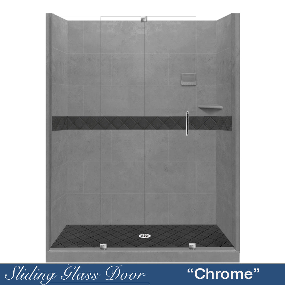 60 Alcove Wet Cement Sistine Stone & Diamond Stone Accent Tile - DIY Shower Remodel Kit for Bathroom Renovation | Waterproof & Durable Backsplash Tiles for Shower Walls and Floors