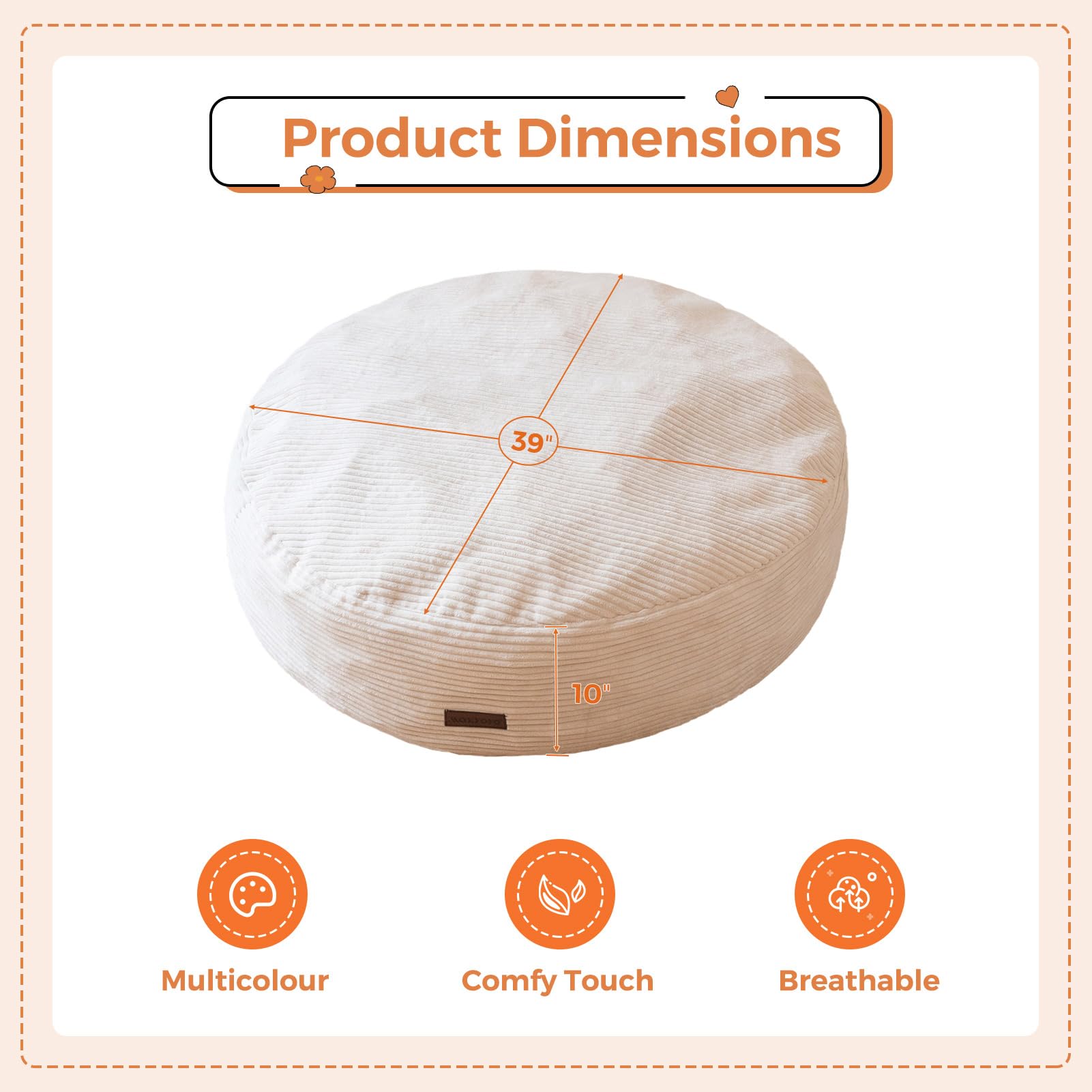 MAXYOYO 3-in-1 Convertible Kids Bean Bag Chair & Bed - Corduroy Round Floor Sofa for Children's Room, Gaming & Reading - Beige | Perfect for Playroom, Bedroom & Dorm Decor